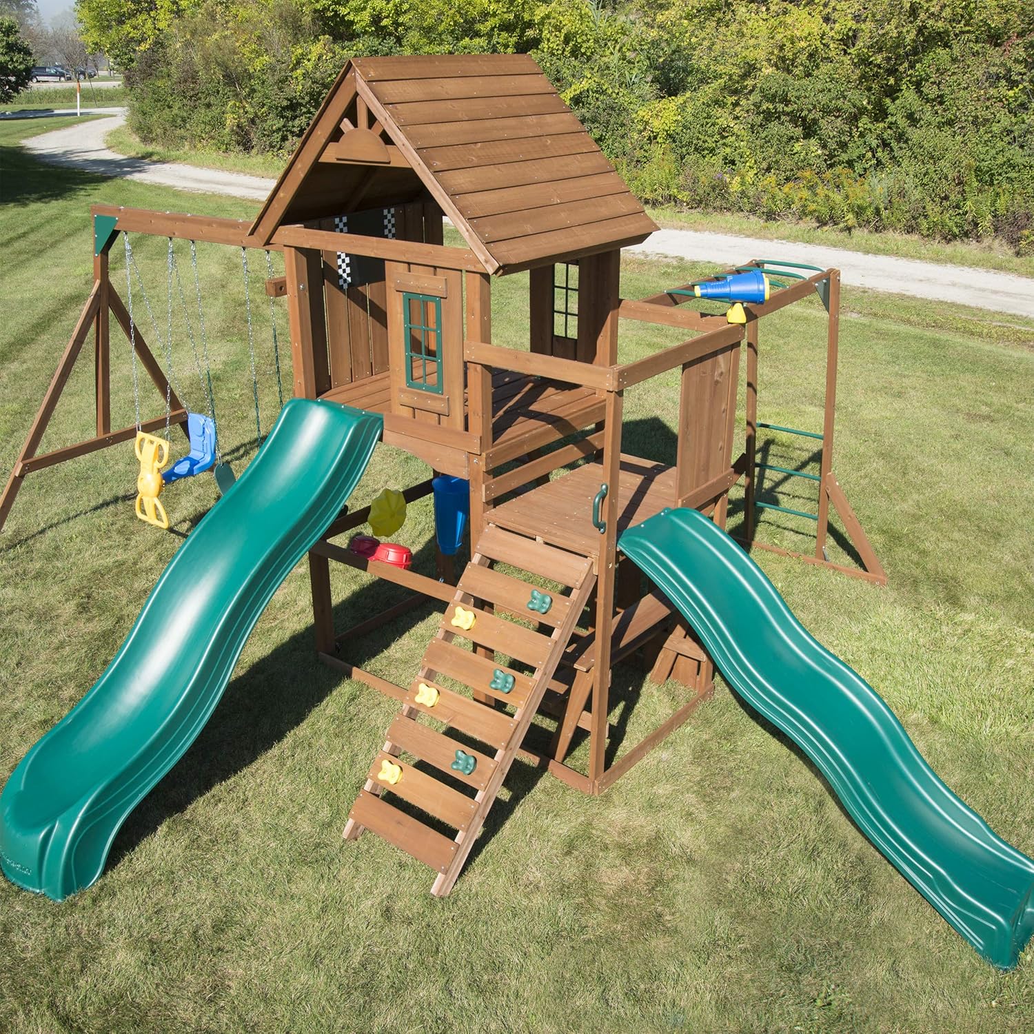 Swing-N-Slide WS 8354 Knightsbridge Super Wooden Swing Set with Two Slides